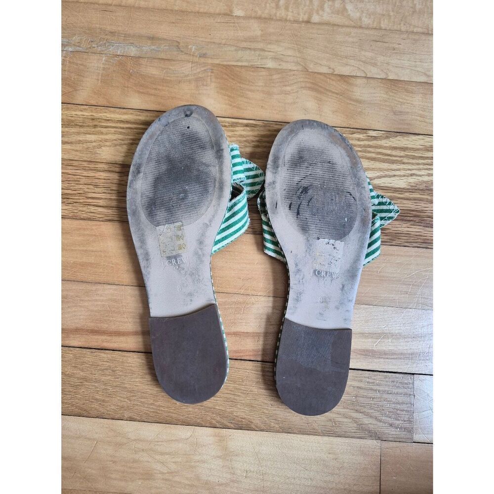 J.Crew Green and White Striped Bow Slide Sandals - Picture 4 of 8